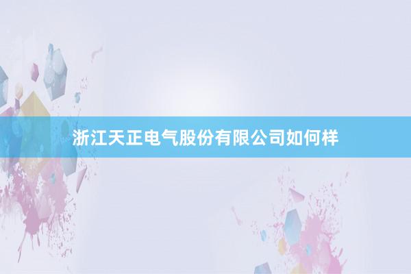 浙江天正电气股份有限公司如何样