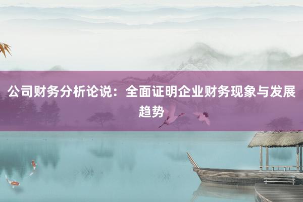 公司财务分析论说：全面证明企业财务现象与发展趋势