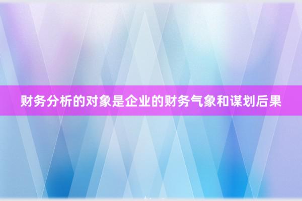 财务分析的对象是企业的财务气象和谋划后果