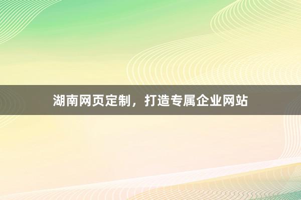 湖南网页定制，打造专属企业网站